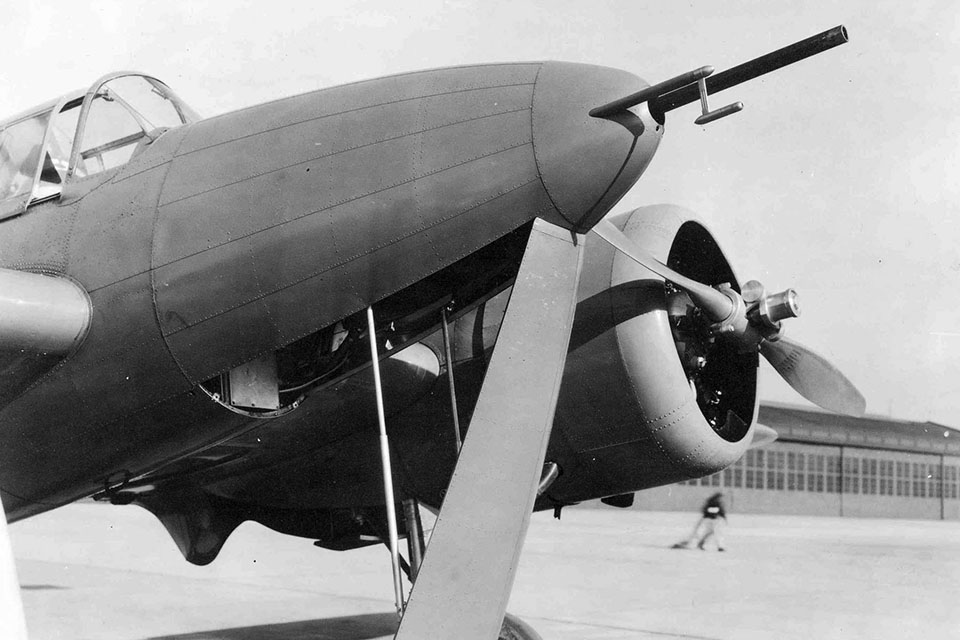 The XA-14 was modified for secret test flights by installing a 37mm cannon: heavy armament for its day. (Courtesy of Walter J. Boyne)