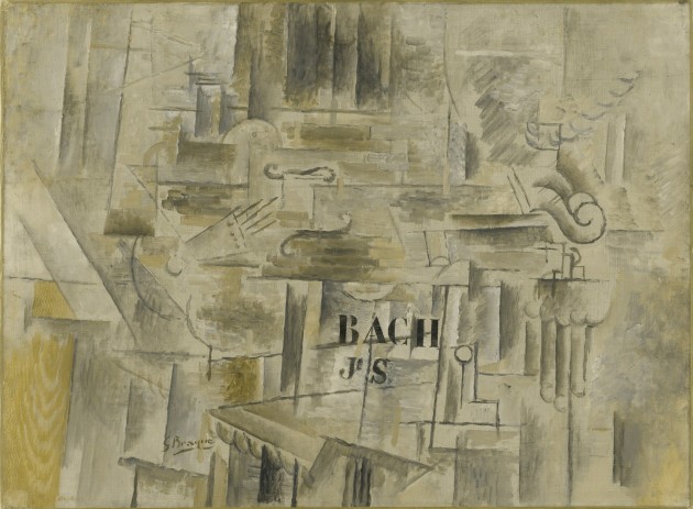 Braque, "Homage to J S Bach," winter 1911-12. Oil on canvas, 21 1/4 x 28 3/4" (54 x 73 cm). Accessed 26 February 2021 at https://www.moma.org/collection/works/116275