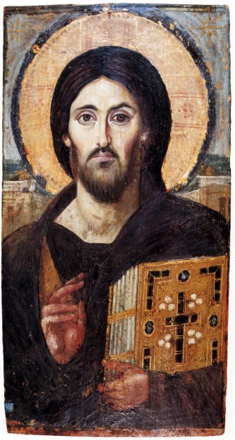Christ, Monastery of Saint Catherine at Mount Sinai, 6th century. 33.1 x 19.4 in (84 x 45.5 cm, encaustic painting (pigments and wax). Image courtesy Wikipedia 